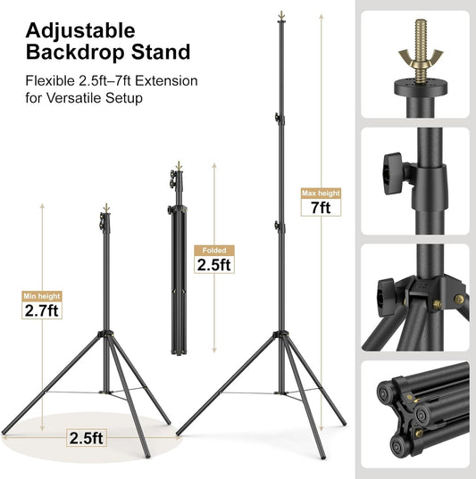 LINCO Lincostore Backdrop Support Stand Kit 10x6.5ft Adjustable Photography Studio Photo Background Support System with Carrying Bag for Green Screen Muslin, 4171 (10ft Wide ft high)
