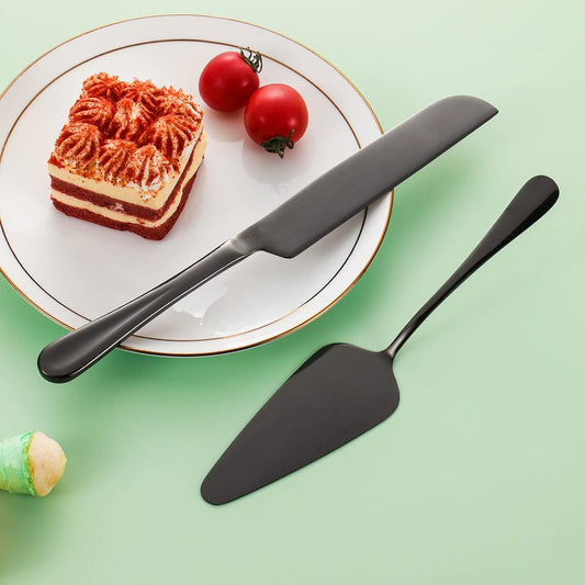 Cake Serving Set, Cake Pie Pastry Servers, Stainless steel Cake Knife and Server Set Perfect For Birthday, Wedding, Parties and Events (Silver)