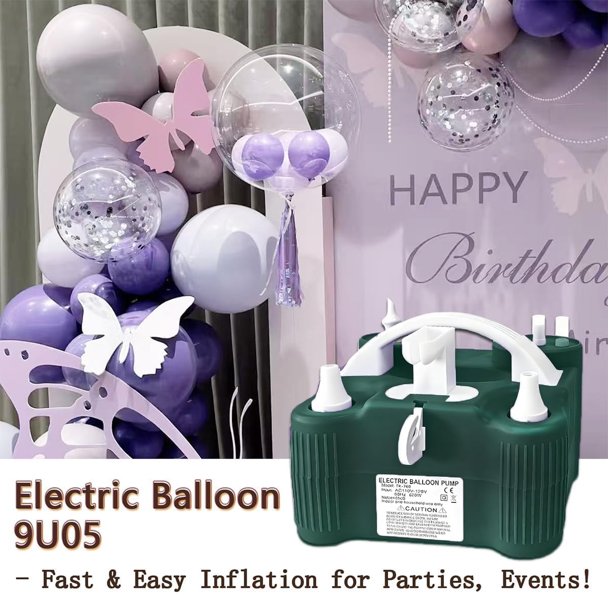4-in-1 Electric Balloon Pump,Portable Electric Air Balloon Blower Machine for All Balloons, Air Pump for Sports Balls, Inflator& Deflator for Inflatables(Green)