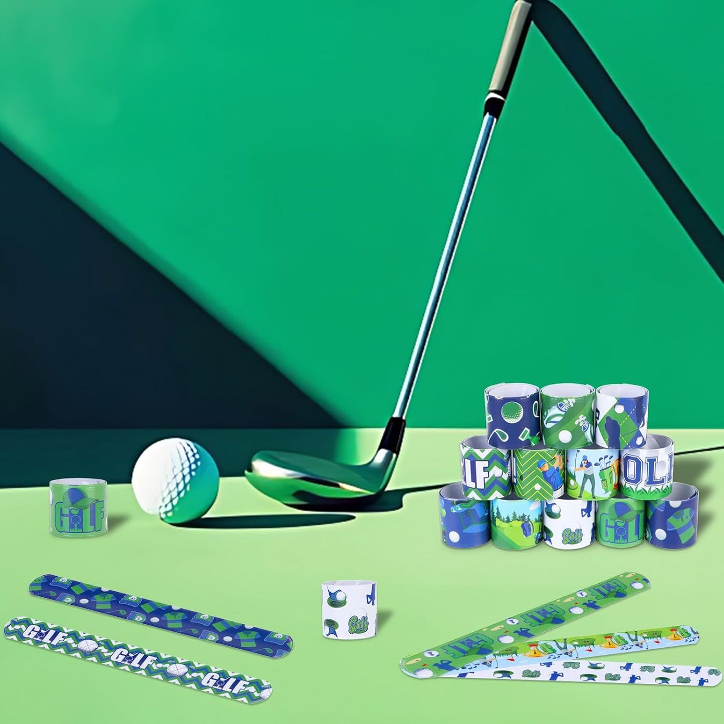 Serencatcher 48PCS Golf Slap Bracelets Bulk, Golf Party Favors Golf Themed Slap Wristbands for Golf Birthday Party Decorations Supplies Gifts Par-Tee Time Golf Decorations
