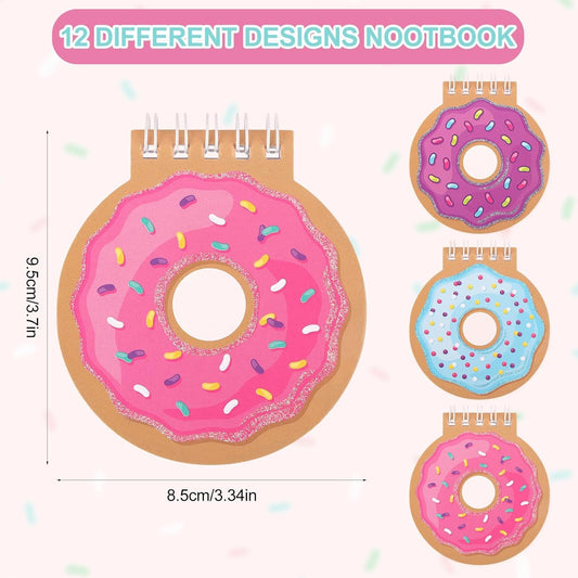 32 Pcs Donut Party Favors Bulk Donut Mini Spiral Notepads Donut Pens Stickers Set Donuts Birthday Party Supplies Gift for Classroom Reward Prizes Goodie Bag Stuffers