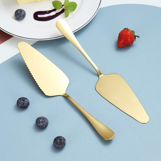 Kyraton Gold Cake Pie Pastry Server Pack Of 4, Wedding Cake Knife And Server Set, Stainless Steel Golden Cake Cutter Wedding Cake Cutting Set, Cake Serving Set