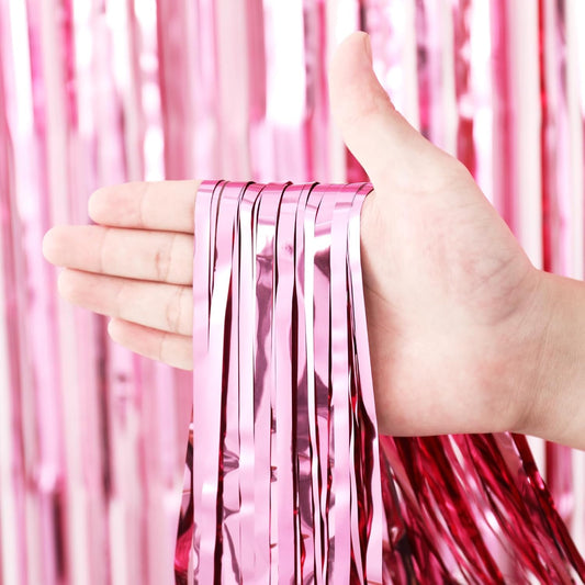 Voircoloria 3 Pack 3.3x8.2 Feet Gold Foil Fringe Backdrop Curtains, Tinsel Streamers, Fringe Backdrop for 2025 New Years Eve, Graduation, Birthday, Baby Shower, Gender Reveal, Disco Party - Colors A