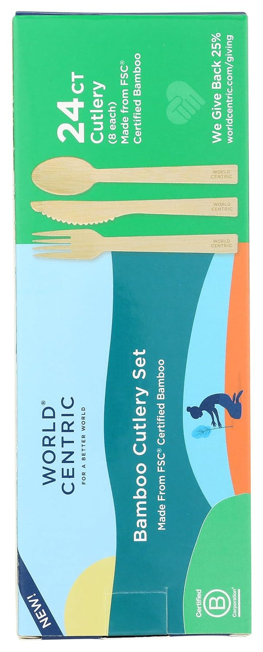 World Centric, Assorted Bamboo Cutlery, 24 Count