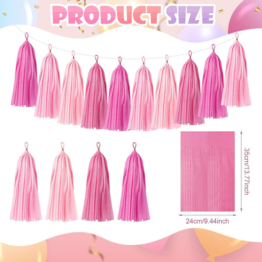 20PCS Tissue Tassel Garland Kit Pre-Cut Tissue Paper Streamers for DIY Party Decor, Birthday Backdrop, Baby Shower, Wedding, Christmas Decorations – Bright Mix & Match Colors