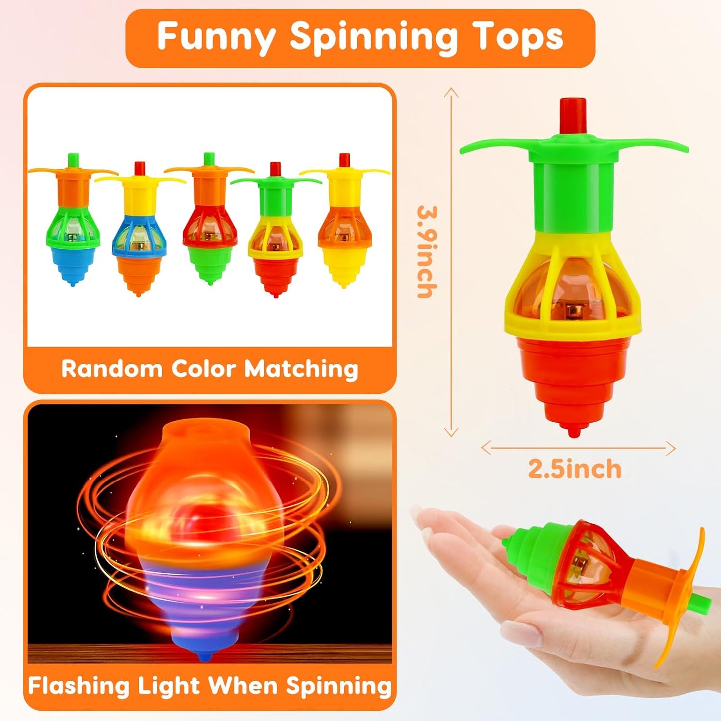 24PCS Light Up Spinning Tops Glow Party Favors for Kids 3-5 4-8 8-12 Summer Goodie Bag Stuffers Classroom Treasure Box Toys Carnival Prize Fidget Bulk Birthday Trinkets End of Year Students Gifts