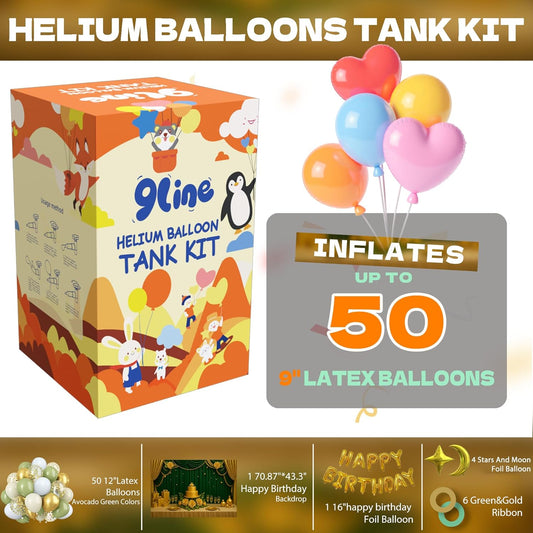 13L Helium Tank Up To 50 LatexBalloons, Helium Tank For Balloons At Home,50 Latex Balloons, Curling Ribbon and Balloon Tie Tool
