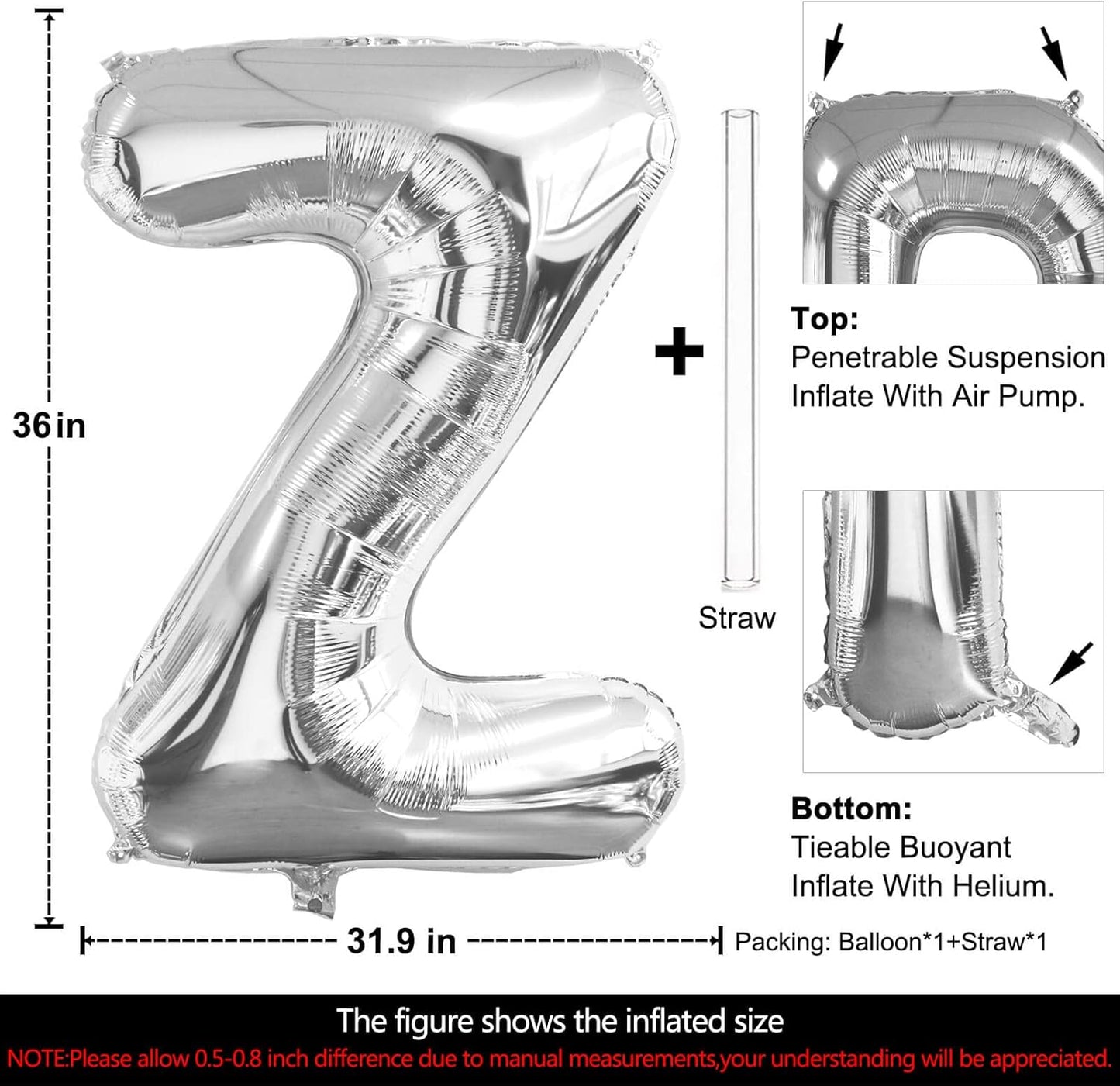 Lovoir 40 Inch Large Silver Letter M Balloons Big Size Jumbo Mylar Foil Helium Balloon for Birthday Party Celebration Decorations Alphabet Silver M