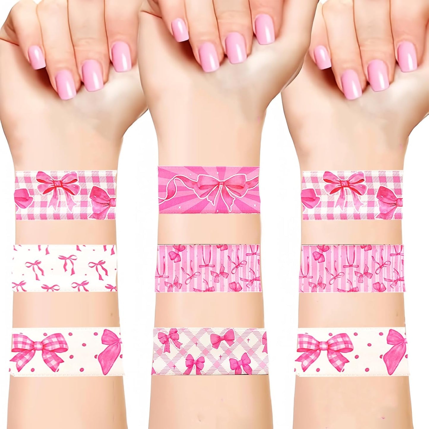 24PCS Bow Party Favors Bowkont Birthday Supplies Bowkont Theme Party Supplies Pink Bows Slap Bracelets