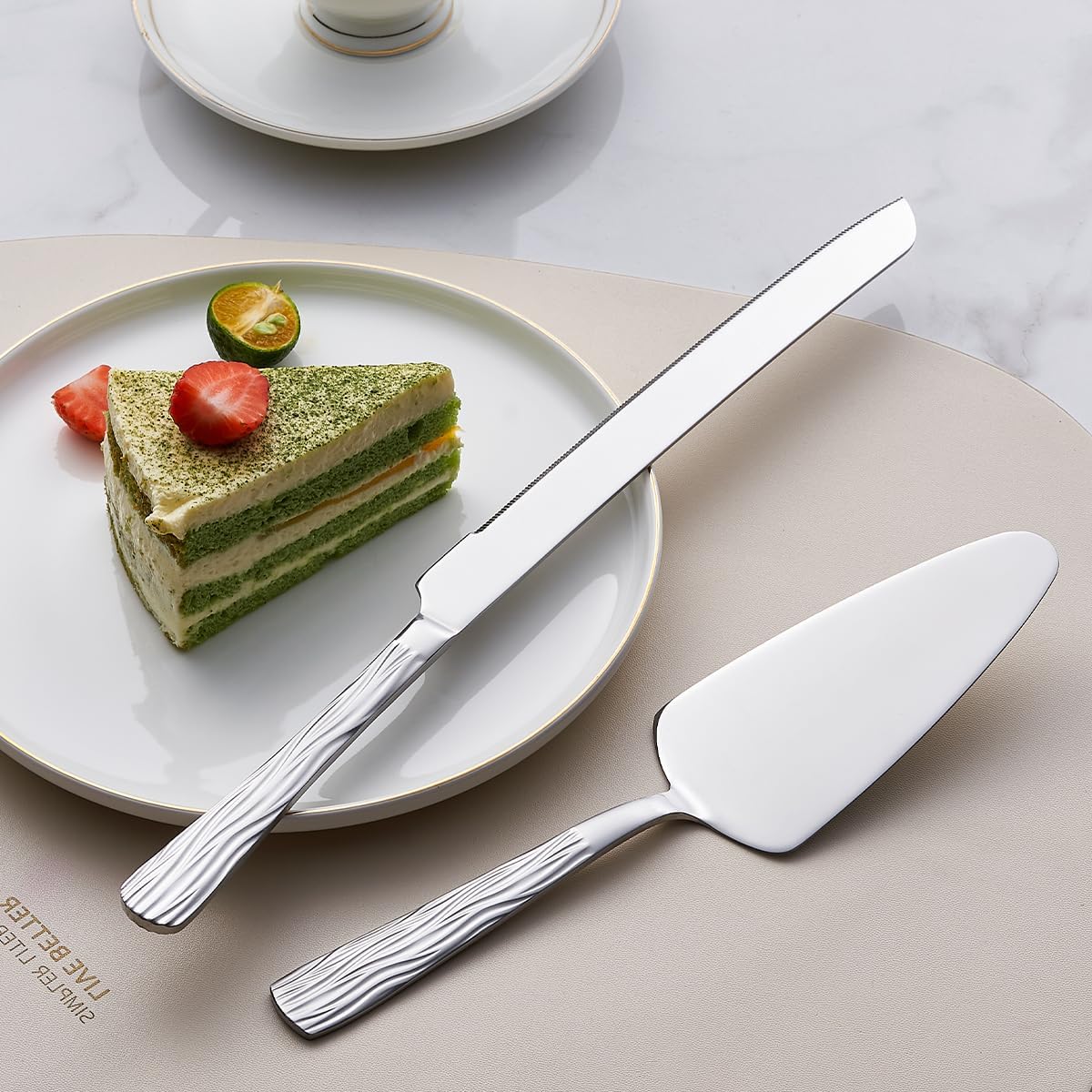 Black Cake Cutter Set, Stainless Steel Cake Cutting Utensils Include 13-inch Cake Knife and 9.3-inch Cake Server suitable for Weddings, Birthdays, and Anniversaries