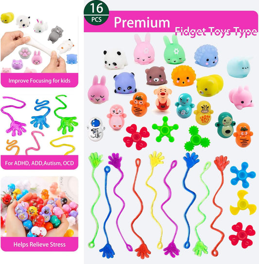136 Pcs Pop Kids Party Favors Toys Bulk,5-in-1 Classroom Prize Box for 4-10 Ages Boys Girls,Carnival Treasure Box Stuffers Fidget Pop Its,Arts & Educational Toys Goody Bag Fillers,Pinata Stuffers