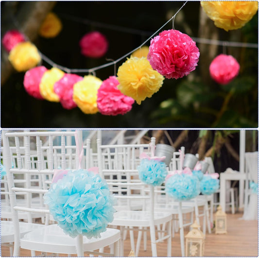 M METERXITY 10 Pack Tissue Pom Poms Flowers - Wedding Decoration, Durable & Beautiful, Apply to Birthday/Party/Wedding (6 Inches, Green)