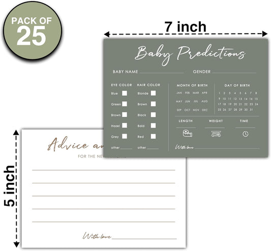 Baby Predictions and Advice Cards, 5" x 7" Pink Baby Shower Predictions Cards, Daily Party Games & Activities Favors for Newparents - G08