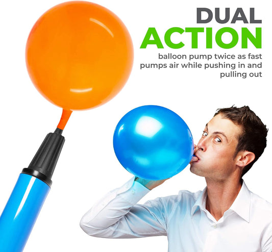 Hand Air Pump for Balloons - 9" Portable Manual Balloon Pump, Mini Hand Pump for Inflatables, Pool Floats, Party Garlands, Exercise and Yoga Balls