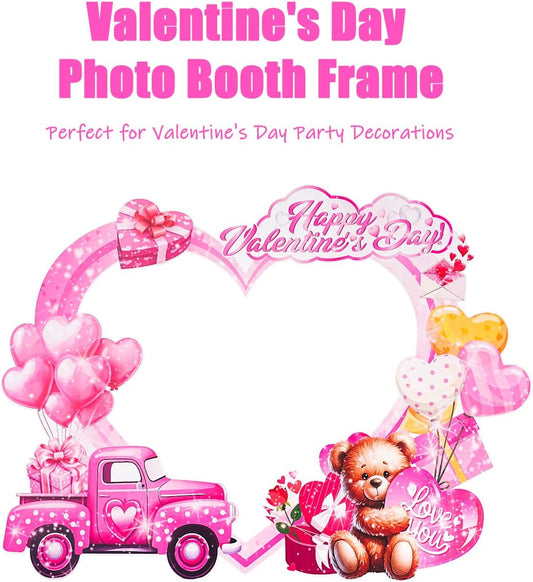 Valentine's Day Photo Booth Frame,Handheld Selfie Photo Booth Props for Parties, Family Photos, Wedding, Holiday, Valentine's Day Party Decorations