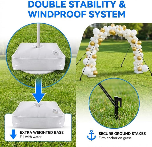 Balloon Arch Kit Stand with Foldable Storage, 10FT Wide & 9FT Tall Adjustable Balloon Arch Frame, Includes Thicken Water Fillable Base,for Wedding, Baby Shower, Birthday, Graduation Party Backdrop