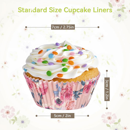 Floral Standard Cupcake Liners 400 Count Paper Baking Cups Disposable Cupcake Wrappers for Wedding and Party Baking Supplies