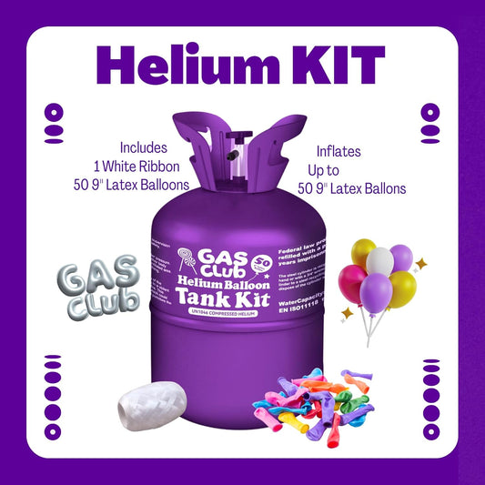 GasClub 13L Helium Tank for Balloons At Home Helium Balloon tank Up To 50 Latex Balloons