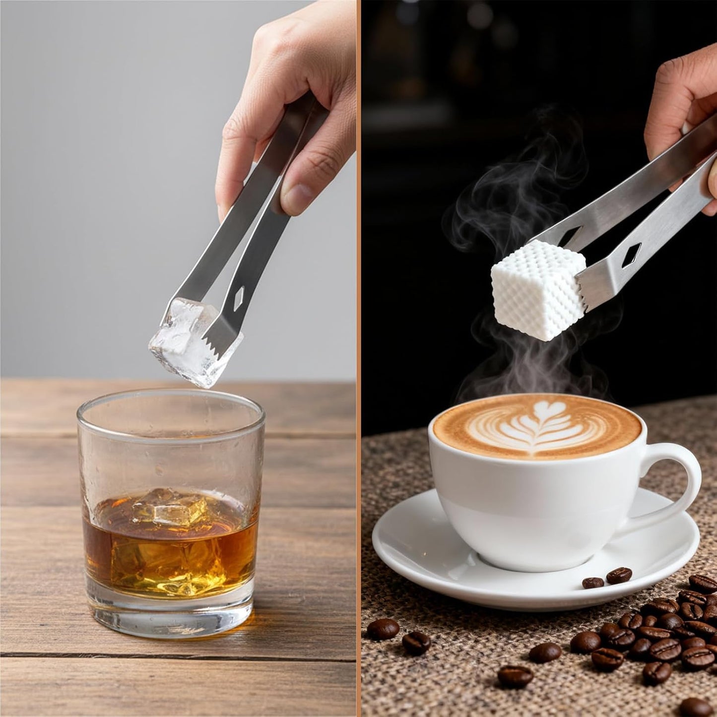 4 Pcs Small Metal Tongs, 6 Inch Stainless Steel Ice Tongs Food-Grade Serving Tongs for Ice Serving Food Sugar Party Coffee Bar (Silver)