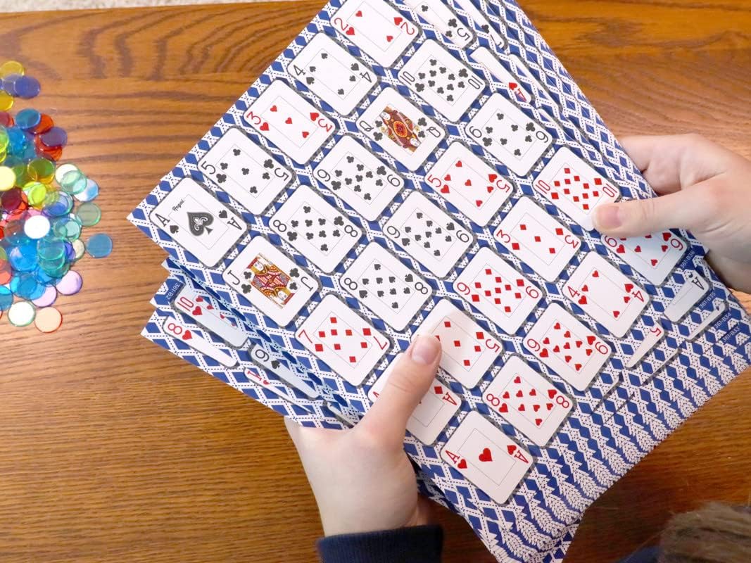 Regal Games - Poker Keeno Bulk Game Set - Includes 36 Two-Sided Boards, 600 Scoring Chips, 1 Deck of Standard Poker Cards - 72 Unique Board Layouts- Casino Night Card Game- Compatible w Poker Keno