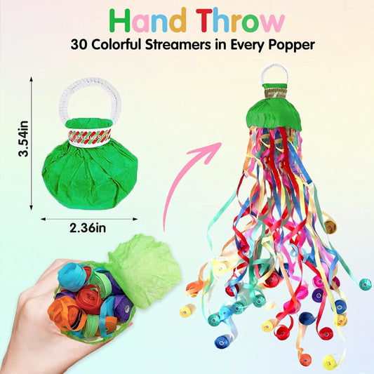 No Mess Confetti Poppers - 20PCS Hand Throw Streamers Popper for Party, Wedding, Graduation, Birthday | Colorful Paper Cannons for Indoor and Outdoor Celebrations (Colorful)