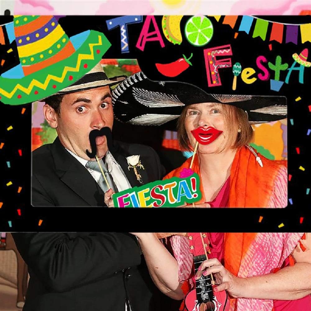 LaVenty Mexican Selfie Frame Props Photo Booth Props Fiesta Decorations Cinco De Mayo Party Decor