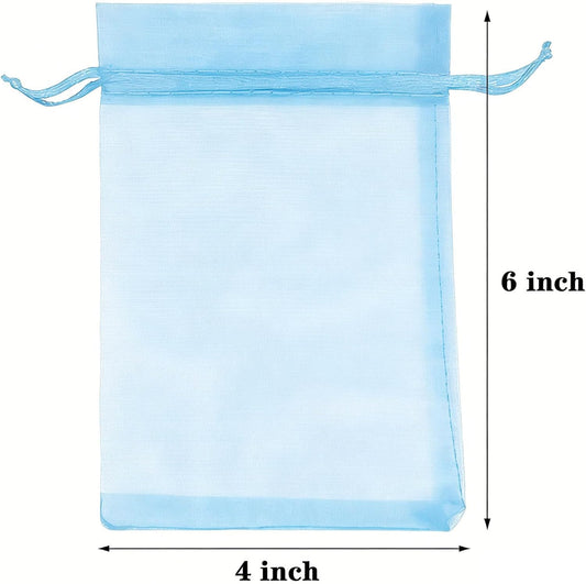 TICBRY 50 Piece Organza Gift Bags with Drawstring 4x6 inch Mixed Color for Baby Shower,Christmas,Rustic Wedding,Party Favors,Birthday,Bridal Shower,Sheer Fabric Mesh Sachet for Candy,Jewelry,Toiletry