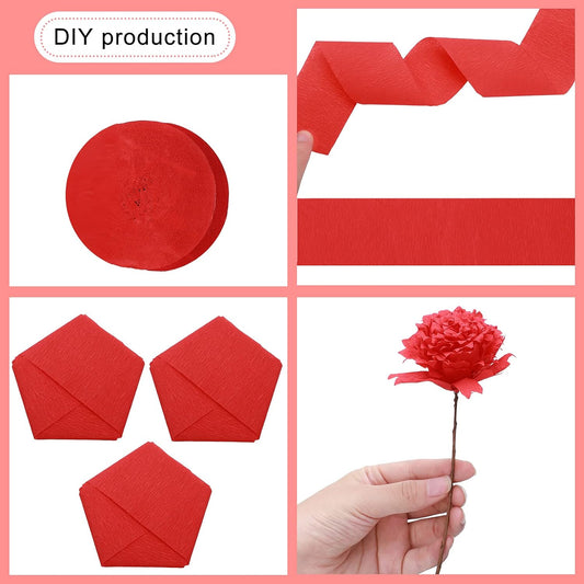 9 Rolls Crepe Paper Streamers Party Decorations 246 Yards in 3 Colors for Xmas Hanging Backdrops Party Decorations Christmas DIY Craft Supplies(Simple Style,Black, White, Red)