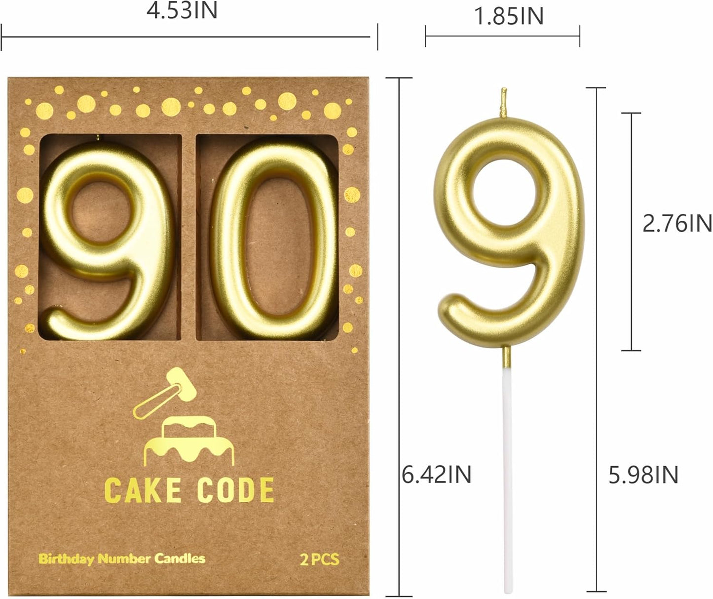 2.76 Inch Classical Gold 5 Number Birthday Candles, Gold Number Candles, Cake Number Candles, Party Celebration