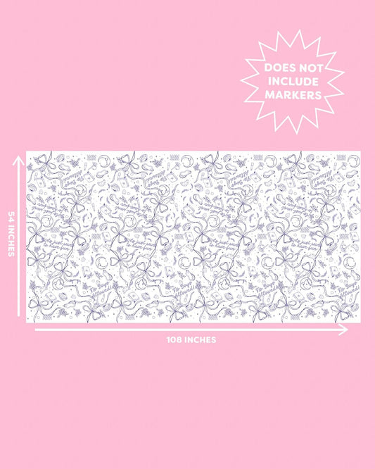 xo, Fetti Sleepover Paper Coloring Tablecloth - 9' x 4.5' | Birthday Party Decorations, Girls Tablescape, Movie Night Arts & Crafts, Kids Activity, Cute DIY Table Cover