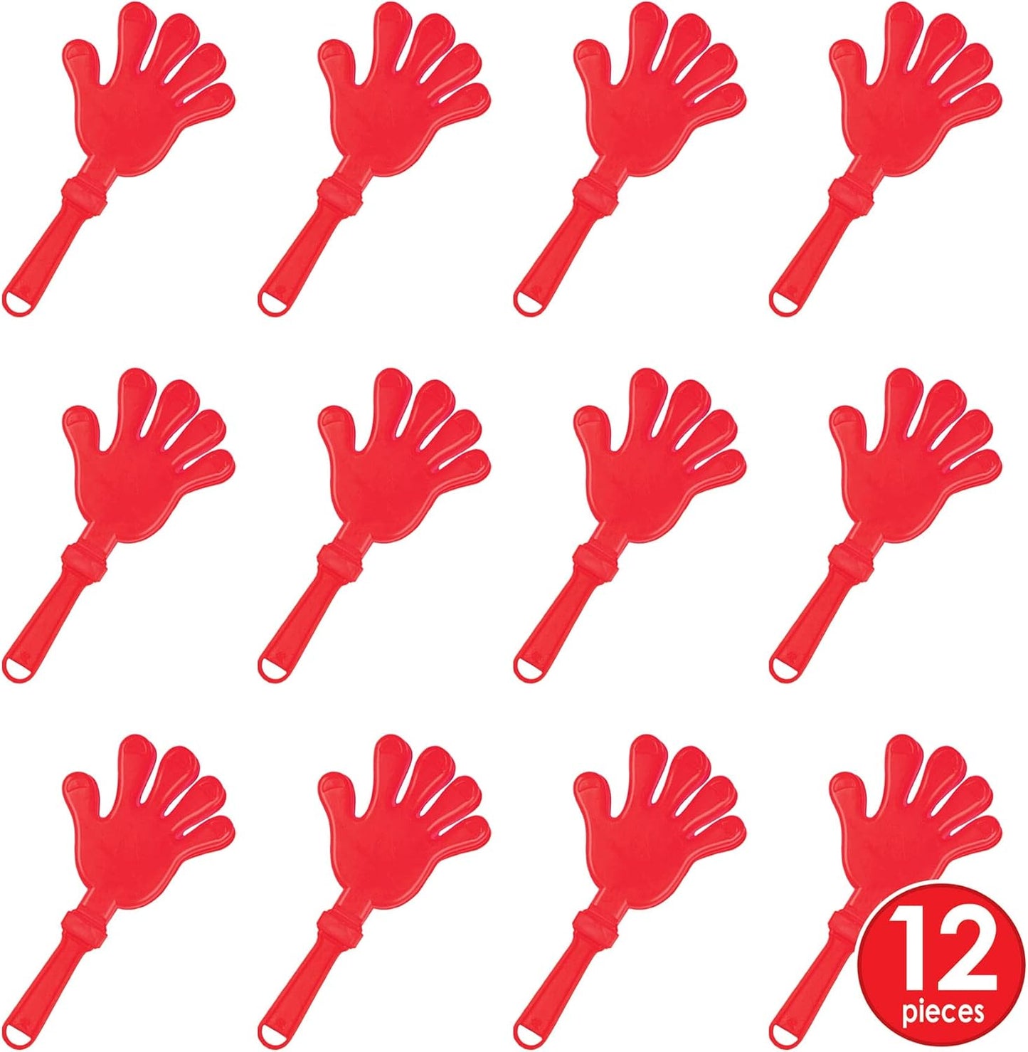 Beistle Red Hand Clappers – 12 Pack, Plastic Noisemakers for Parties, Sporting Events, Celebrations, and Team Spirit Gatherings, Fan Section Cheer Accessories, 7½"
