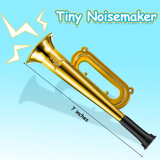 Lewtemi 24 Pack 7 Inch Metallic Trumpet Toys Plastic Trumpets Kids Horn Musical Instruments Music Party Favors Noisemaker Toys for Parties Events Stage Props