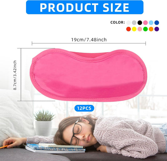 12pcs Eye Mask Sleep Masks Blindfolds Multicolor Sleeping Mask Blindfold Eye Cover Team Building Games Party with Nose Pad and Adjustable Strap for Women Men Kids