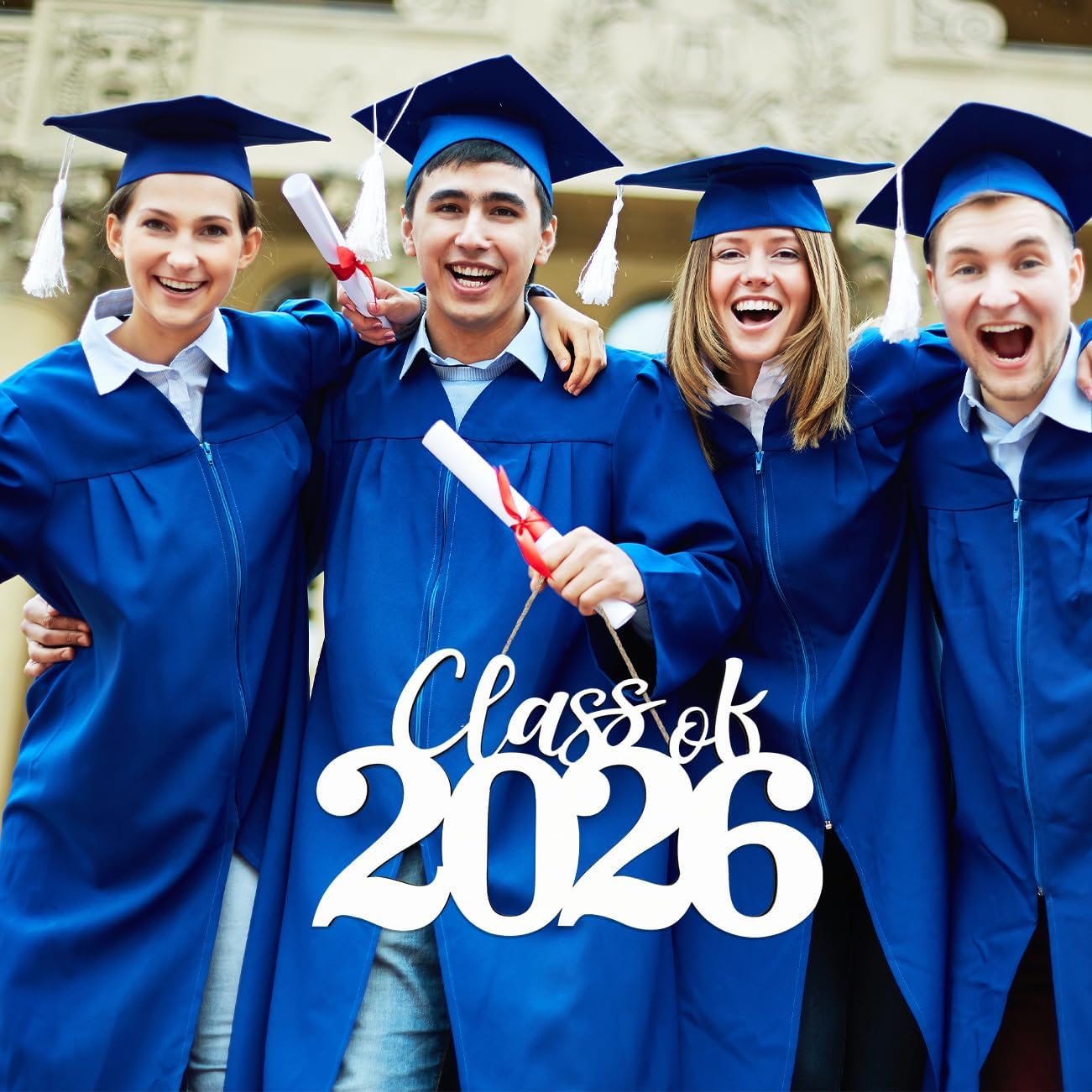 Class of 2026 Wooden Sign Graduation Party Decorations 2026 White Graduation Photo Booth Prop Senior2026 Sign for High School College Party