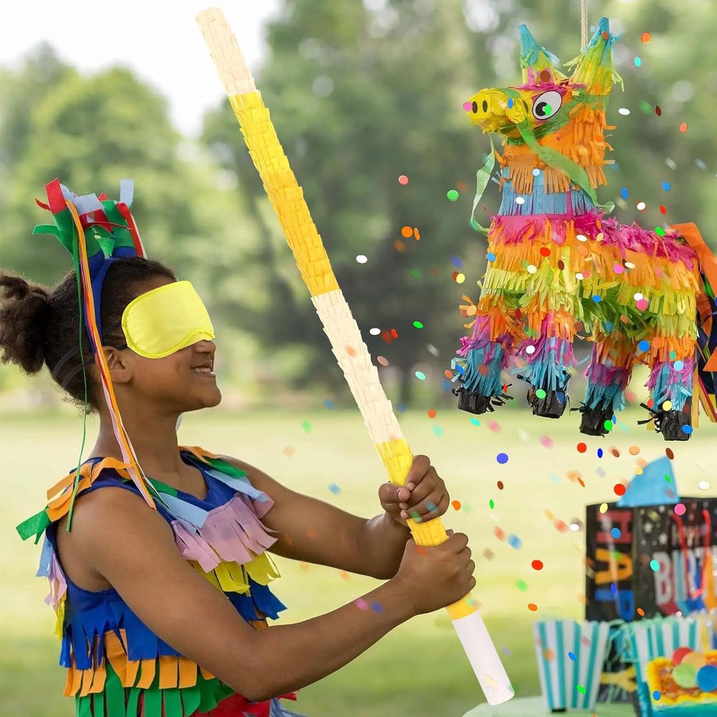 Dinosaur Pinata - Dinosaur Decorations with a Blindfold and Bat for Boys Girls Animal Themed Birthday Party Kids Classroom Game Decorations Supplies (15.7 x 11.4 x 3.1 Inches)