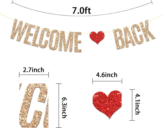 Dill-Dall Welcome Back Banner, Welcome Home Hanging Sign, Glittery Family Reunion Party Decorations Supplies