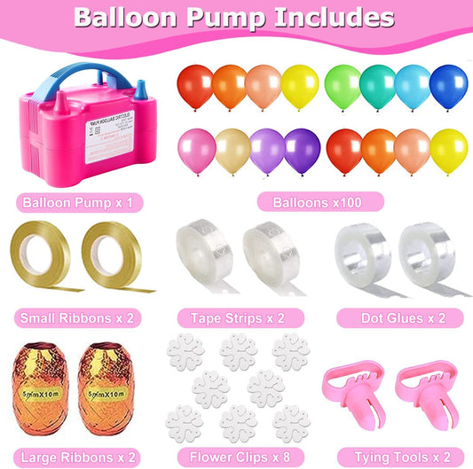 Balloon Arch Kit and Balloon Pump, 9Ft Tall & 10Ft Wide Adjustable Balloon Arch Stand with Water Base, Electric Pump, Balloons and Accessories for Wedding Birthday Party Decoration