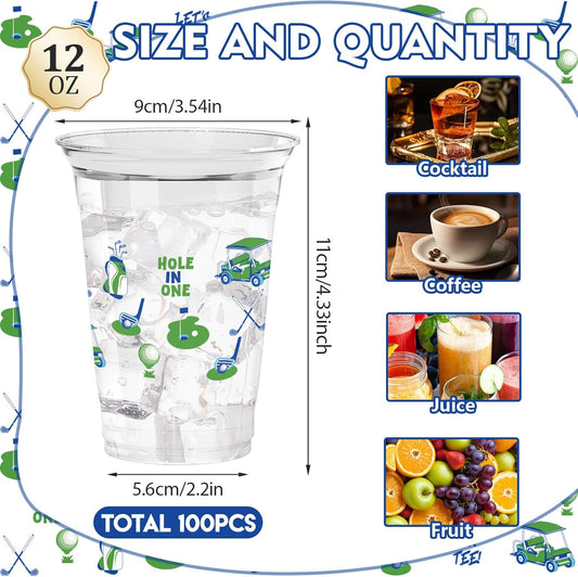 100Pcs Flower Plastic Party Cups, 12oz Flower Disposable Clear Cups for Spring Parties, Picnics, Holiday Gatherings, Floral Theme Birthday Party Drinking Supplies