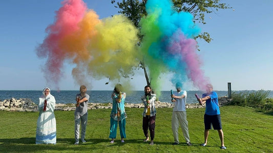 Rainbow Powder Cannons Smoke Bombs Biodegradable Poppers | Assorted 6 Pack | Launch 25 ft | 12 inch | Decorations For Photoshoots, Gender Reveal, Celebrations, Festivals, Parties | TUR Party Supplies