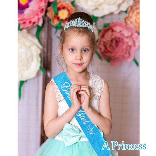 CIEHER Birthday Girl Crown and Sash - Rose Gold Tiara Birthday Decorations for Women and Girls