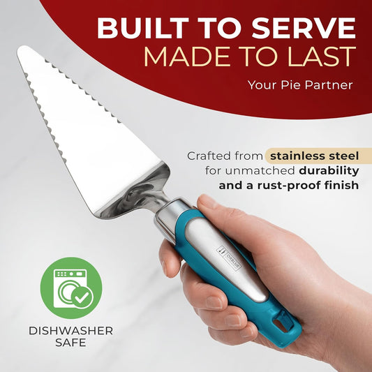 Orblue Pie Server, Essential Kitchen Tool, Serrated on Both Sides, Great for Right or Left Handed Chef, Stainless Steel Flatware, Cake Cutter, Black
