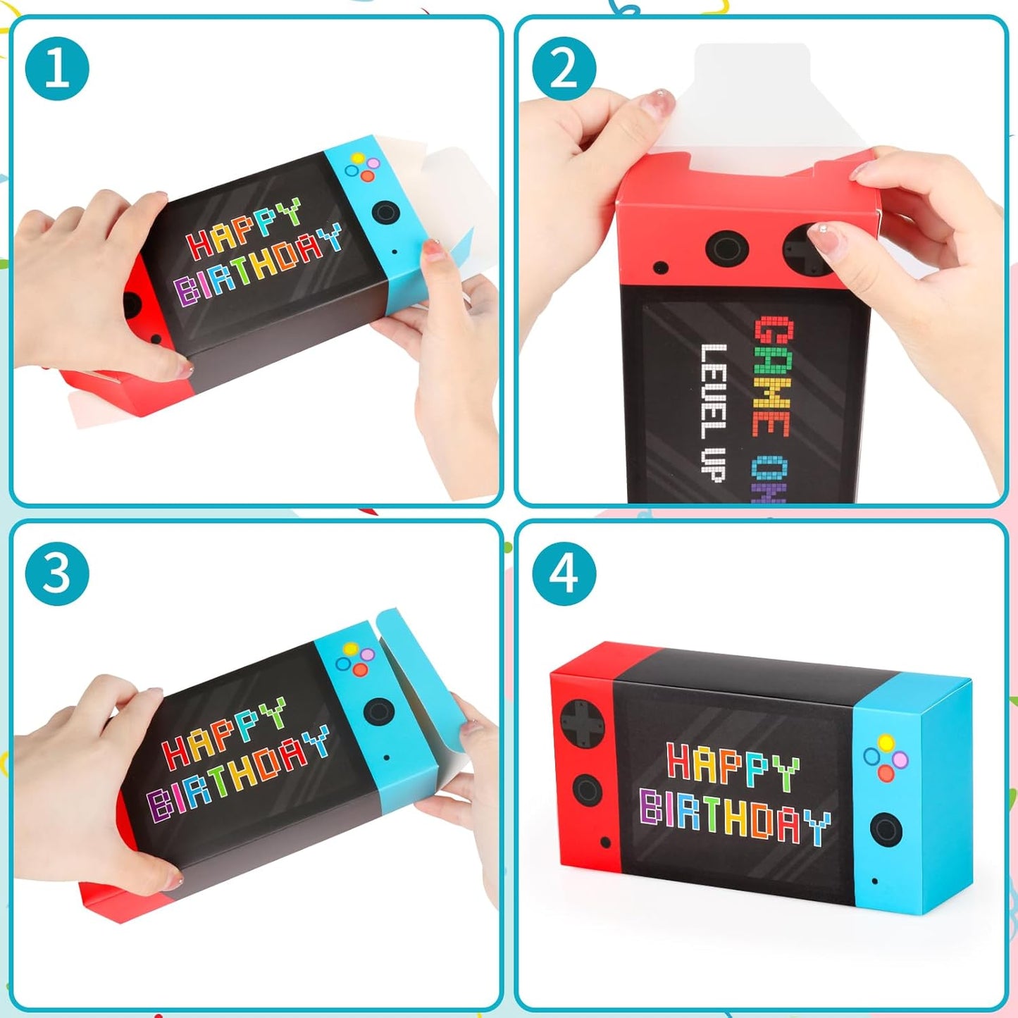 Video Game Party Decorations 16 Pack Video Game Party Favor Boxes Happy Birthday Game Paper Party Boxes for Kids Boys 8-12 Video Game Birthday Party Decorations Supplies Goodie Treat Candy Gift Bags