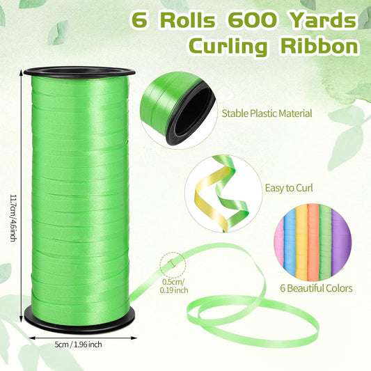 woric 6 Rolls Curling Ribbon Spring Easter Ribbon 1800 Feet Colorful Balloon String Ribbons 1/5 Inch Thin Ribbons for Arts Crafts Spring Mothers Day Graduation Wedding Birthday Party Gift Wrapping