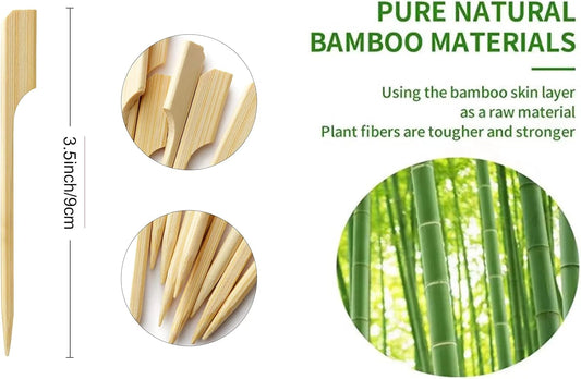 4.7 Inch Bamboo Skewers, 300 PCS Bamboo Paddle Wood Picks, Toothpicks for Appetizers, Cocktail Picks for Drinks, Food Picks, BBQ, Sandwich, Barbecue Snacks.