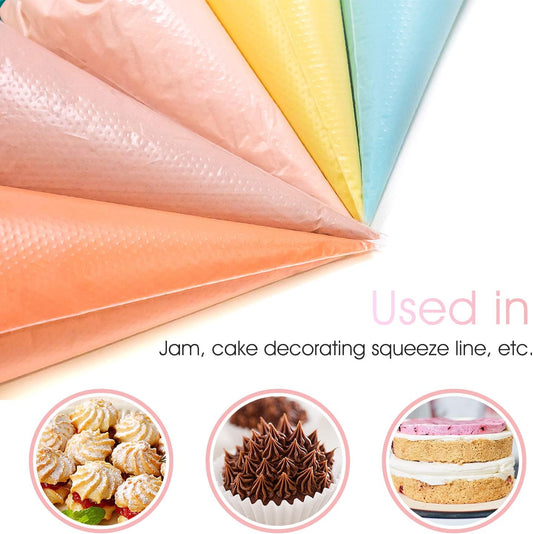 VolksRose 100Pcs Disposable Piping Bags, 18 inch Anti Burst and Non-Slip Pastry Bags, Thicken Cake Decorating Bags Icing Piping Bags for Cake Cupcakes Cookies Frosting, White
