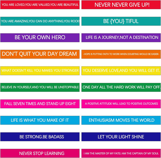 60 Pieces Motivational Quote Rubber Wristbands Colored Inspirational Silicone Bracelets Stretch Unisex Wristbands for Women Men Gifts, 20 Styles