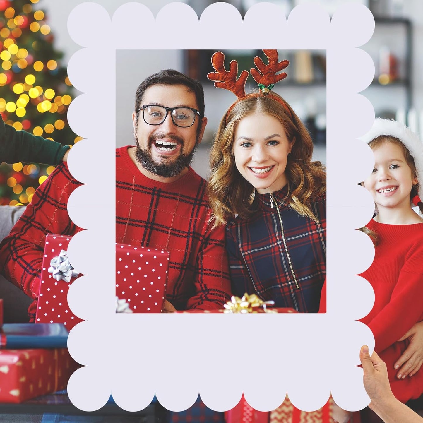 Beeveer 32 x 24 Inch Photo Booth Selfie Frame Prop Booth for Birthday Event Parties Large Blank DIY Cutout Props for Funny Decoration Christmas, Holiday Supplies