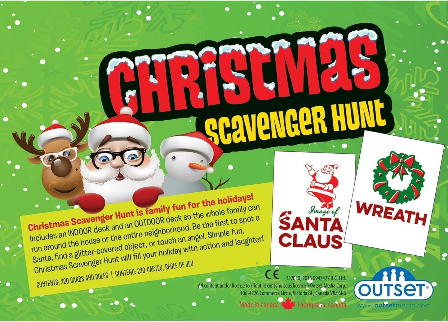 Outset Media Christmas Scavenger Hunt Game - Includes 220 Cards with Holiday Themed Objects Found Both Inside and Outside The Home (Ages 6+)