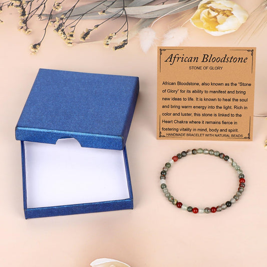 LPBeads Handmade Natural Gemstone Stretch Elastic Bracelet Healing Crystal Round Stone Beads Jewelry Gifts for Women Men