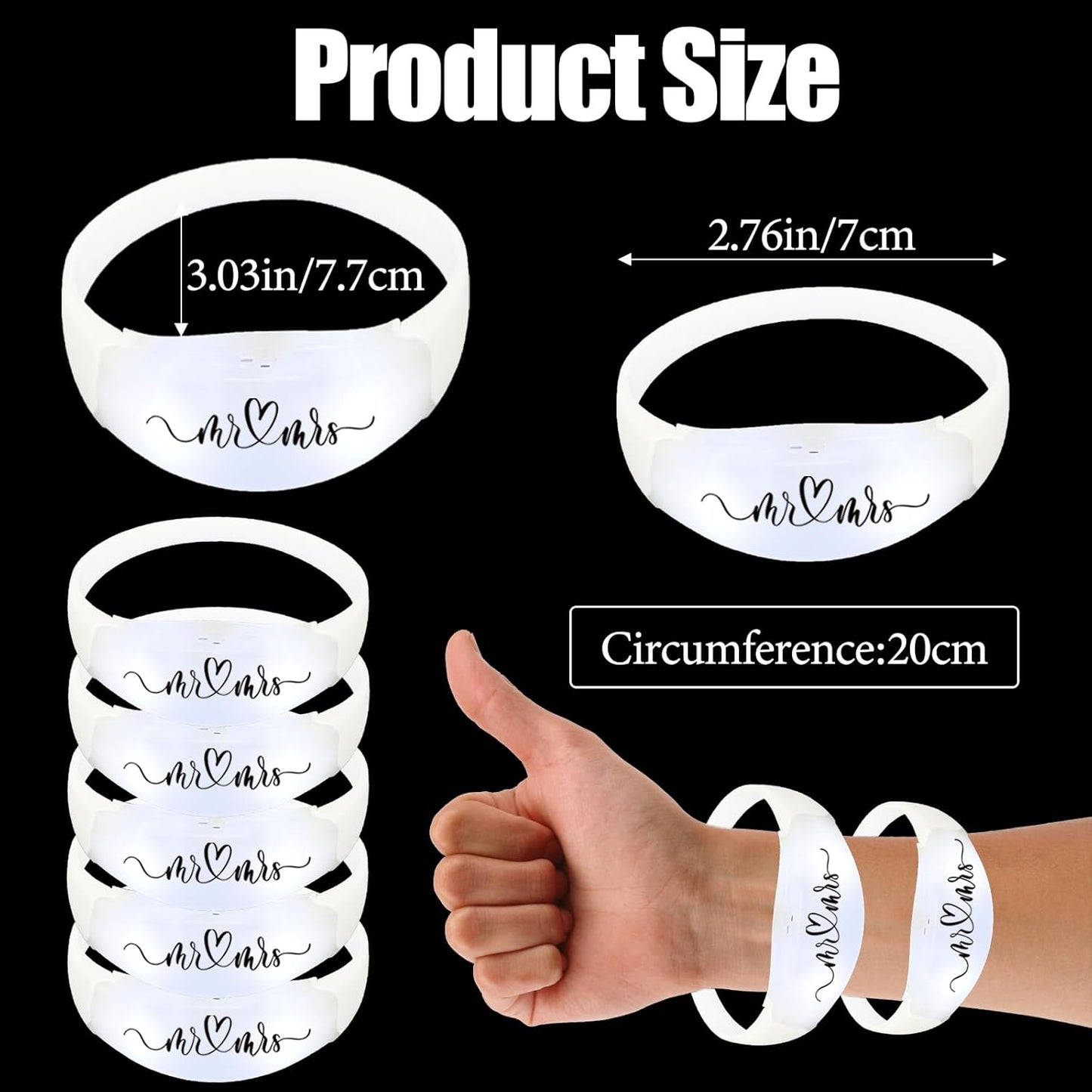 24 Pcs Wedding Sound Activated LED Glow Bracelets Light Up Bracelets for Adults Glow in the Dark Bracelets Neon Supplies for Concert